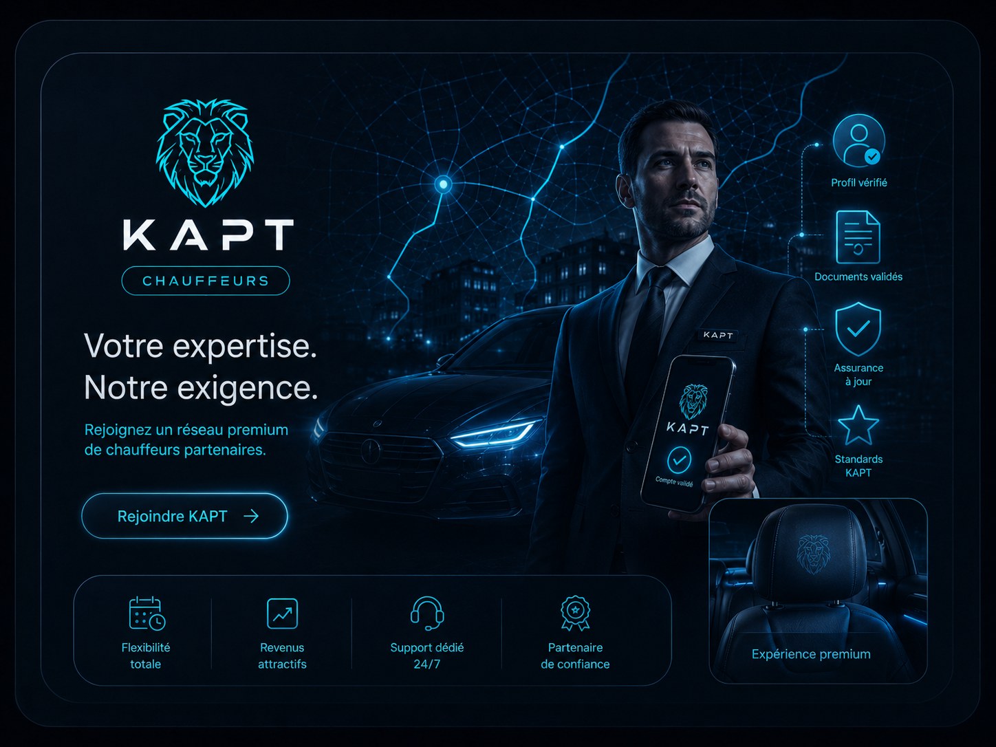Illustration recrutement chauffeurs VTC partenaires KAPT