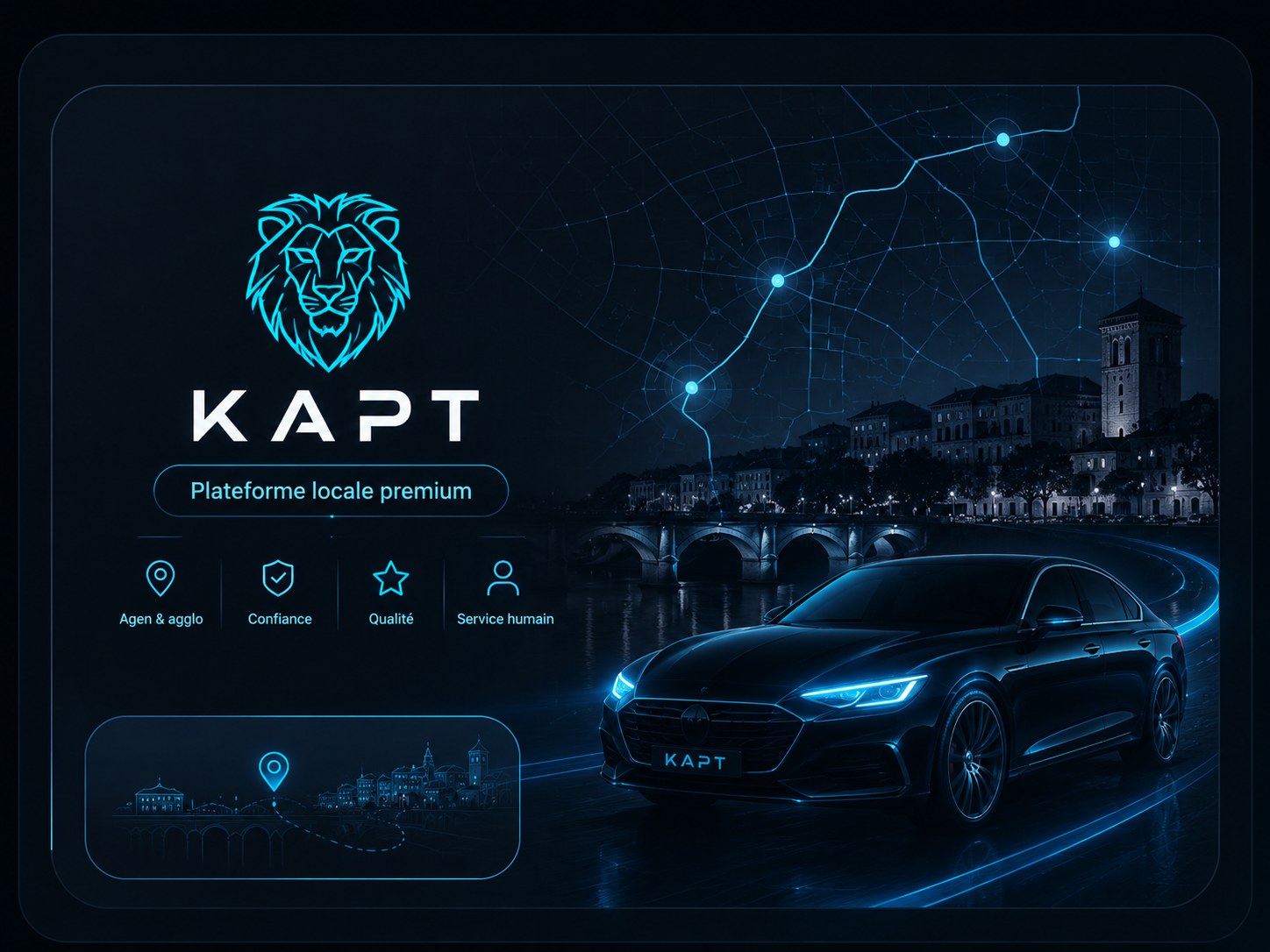 Illustration premium KAPT, plateforme VTC locale à Agen